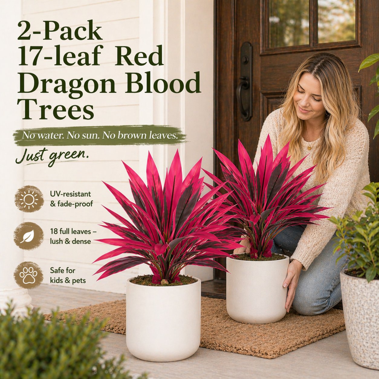 2‐Pack 21.6" Artificial Cordyline Plant